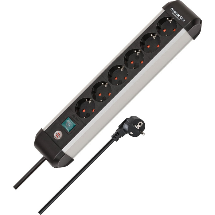 Розеткова планка Brennenstuhl Premium-Alu-Line 6-кратна/розеткова планка з високоякісного алюмінію (розетка на кілька розеток з ви