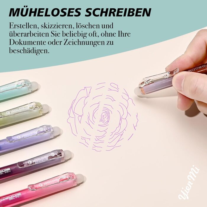 Набір гелевих ручок, що стираються, 24 кольори ідеально підходить для малювання, письма та планування. Спеціальне чорнило дозволяє легко прибирати помилки. Ідеально підходить для творчих проектів, ведення журналу та навчання.