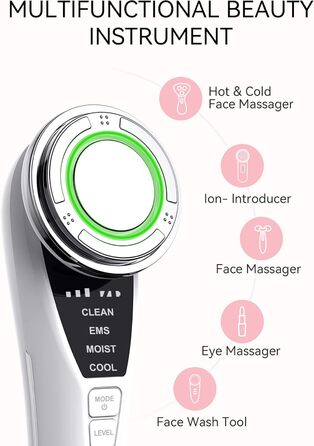 Масажер для обличчя, ANLAN 5в1 масажер для обличчя проти зморшок світлодіодний масажер світлотерапії масажер для обличчя тепло прохолодна вібрація EMS пристрій для обличчя підтяжка обличчя проти зморшок антивіковий пристрій для очищення обличчя синій