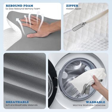 Подушка з піни з ефектом пам&39яті, ергономічна подушка для шиї, ортопедична подушка для підтримки шиї для сну на боці, спині та животі, подушка для полегшення болю в шиї та плечах, знімний чохол, який можна прати
