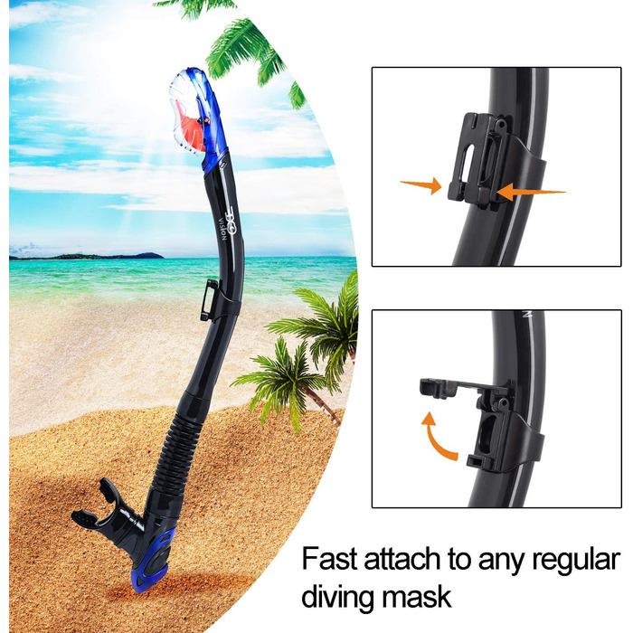 Набір для сухого підводного плавання, маска для підводного плавання Pano з 3 вікнами, окуляри для дайвінгу з захистом від запотівання та трубка, професійне спорядження для підводного плавання для дорослих, синій