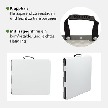 Стіл блошиного ринку TRUTZHOLM, регульований по висоті, 120x60 см, складаний з ручкою для перенесення, стійкий до атмосферних впливів, нержавіючий, кемпінговий стіл, стіл для вечірки, садовий стіл, стіл для обклеювання шпалерами, обідній стіл, фуршетний с