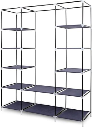 Тканинна шафа Mondeer для спальні, складна, з шістьма блискавками та трьома дверима, швидкий доступ, 175 x 150 x 45 см, великий простір для зберігання, сірий