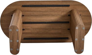 Овальний обідній стіл 180 см для 6-8 осіб сучасний фермерський стіл з поверхнею під дерево та стабільними еліптичними ніжками для кухні, їдальні, конференц-залу (темно-коричневий)