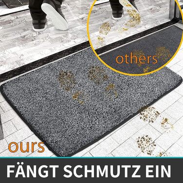 Килимок для дверей COSY HOMEER для приміщень 50 x 80 см, м'який абсорбуючий і брудовідштовхуючий килимок нековзний, низькопрофільн