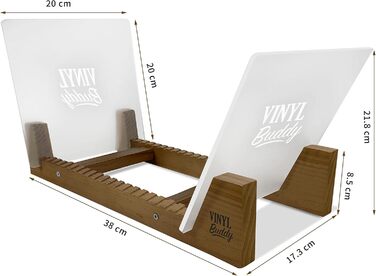 Зберігання платівок для 50 платівок, натуральне дерево з двома акриловими торцевими пластинами, обробка дуба, один розмір, футляр