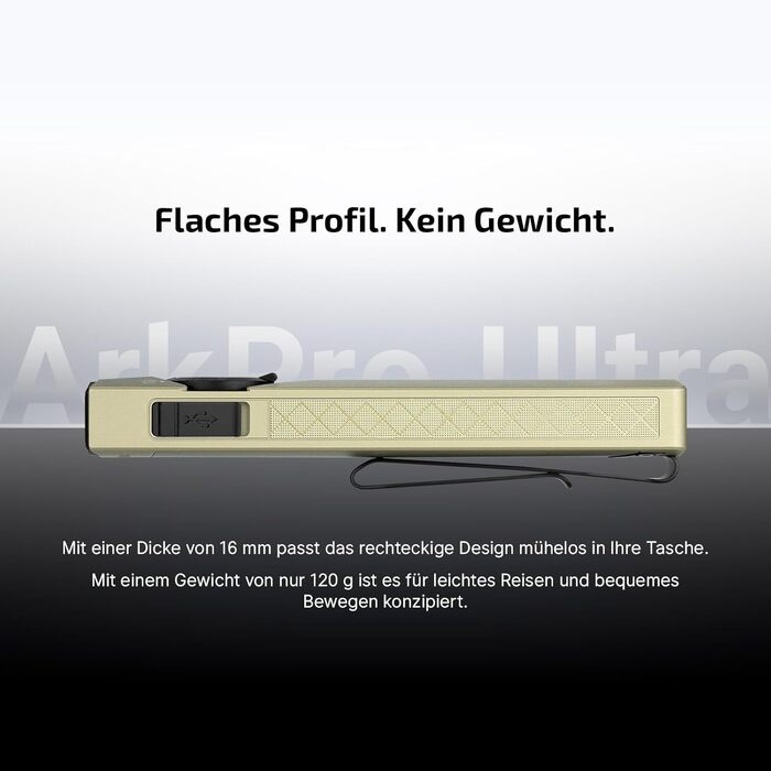 Ультрасвітлодіодний ліхтарик OLIGHT ArkPro з ультрафіолетовим та зеленим світлом, 1700 люмен, міцний плоский ліхтарик з чистим білим світлом, магнітне або USB-C підключення для використання на вулиці, водонепроникний IPX7, зелений колір