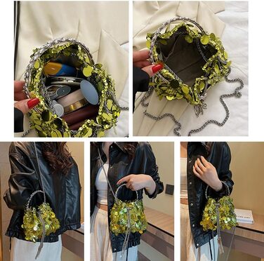 Жіноча сумочка-клатч з паєтками, елегантна вечірня сумочка на ланцюжку. Маленька крос-боді сумка для вечірки, весілля або повсякденного використання. Чорний колір.