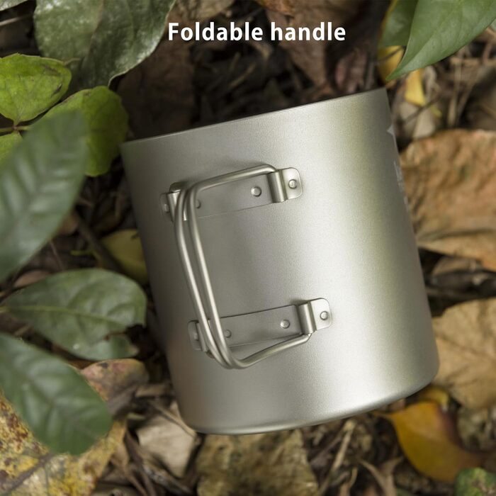 Чашка для кави та чаю Keith Titan Mug з подвійними стінками, кришкою та складною ручкою для кемпінгу на відкритому повітрі (450 мл)