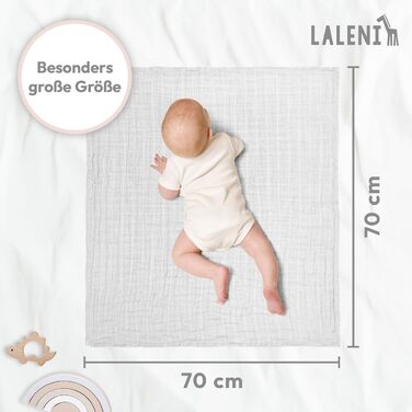 Серветки для відрижки Laleni дитячі в наборі 10 шт. з чистої бавовни - нетоксичні муслінові серветки дитячі 70х70 - поглинаючі мус