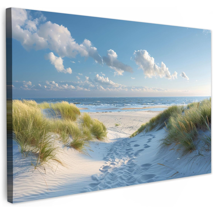 Велике полотно 120x80 см XXL Прикраса вітальні Картини для вітальні Підвісні стіни Декор вітальні Сучасні дюни - Літо - Сонце - Пе