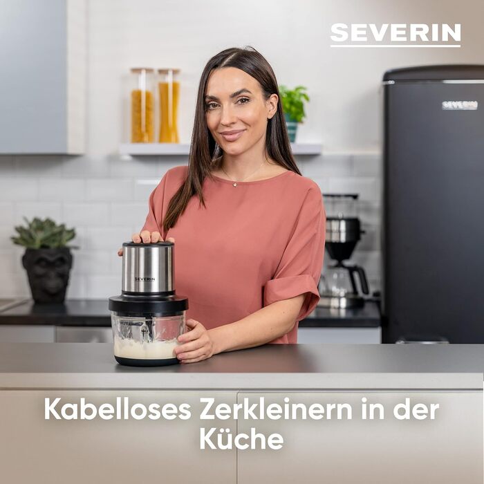 Акумуляторний універсальний подрібнювач, мультишредер для грубого та дрібного подрібнення, подрібнювач з широким набором аксесуарів, нержавіюча сталь чорного матового/матова, KM 3866