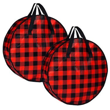 Контейнер для зберігання корон, картатий, 2-секційний, із застібкою-блискавкою та ручкою, для дому, підвалу, гаража, горища, різдвяних свят, 61 x 18 см