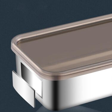 Контейнер для зберігання бекону з нержавіючої сталі піддон, коробка для збереження м'яса Рішення для зберігання жиру, підставка з піднятим дном, кухонний контейнер для зберігання бекону в домашніх умовах, набір 2 (19.5*14*4 см)