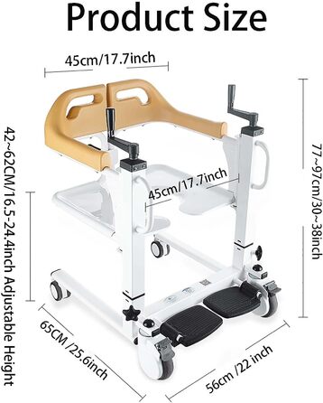 Підйомник для пацієнта вдома, інвалідні візки у ванній кімнаті, багатофункціональне транспортне крісло для душу, допоміжний підйомник для перенесення пацієнта з розділеним сидінням на 180 для людей похилого віку з обмеженими можливостями