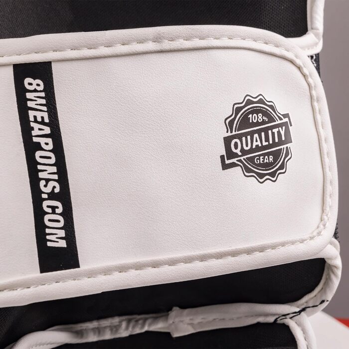 ВИРОБІВ ЗБРОЇ Щитки для гомілок Unlimited 2.0, чорно-білі, для тренувань та змагань, високоякісна синтетична шкіра та ідеальна амортизація, муай-тай, K1, MMA, карате та кікбоксинг, 8