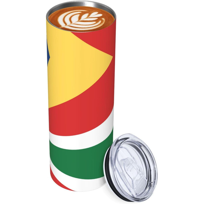 Кухоль з прямою трубочкою, дизайн прапор Сейшельських островів, друкований, дорожній кухоль, підходить для кемпінгу, офісу та дому, 590 мл