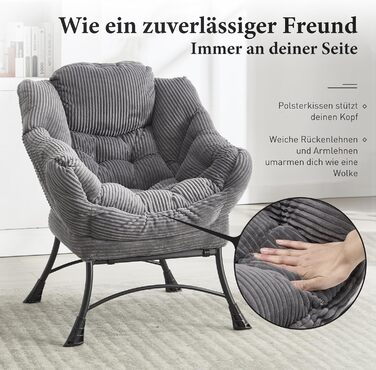 Крісло-гойдалка з оттоманкою, реклайнер з підніжкою крісло для спальні для дорослих, сучасне декоративне крісло для відпочинку з підлокітниками, ергономічна підставка для ніг, сірий колір