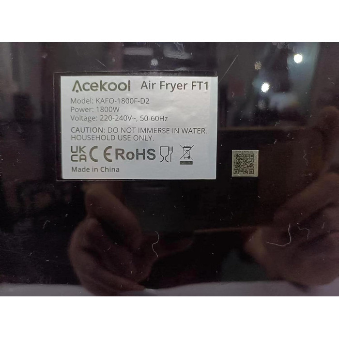 Фритюрниця 18 л XXL, фритюрниця 1800 Вт - Фритюрниця без олії - Фритюрниця з 7 аксесуарами, світлодіодний цифровий сенсорний екран, візуалізоване вікно - Аерофритюрниці Acekool FT1