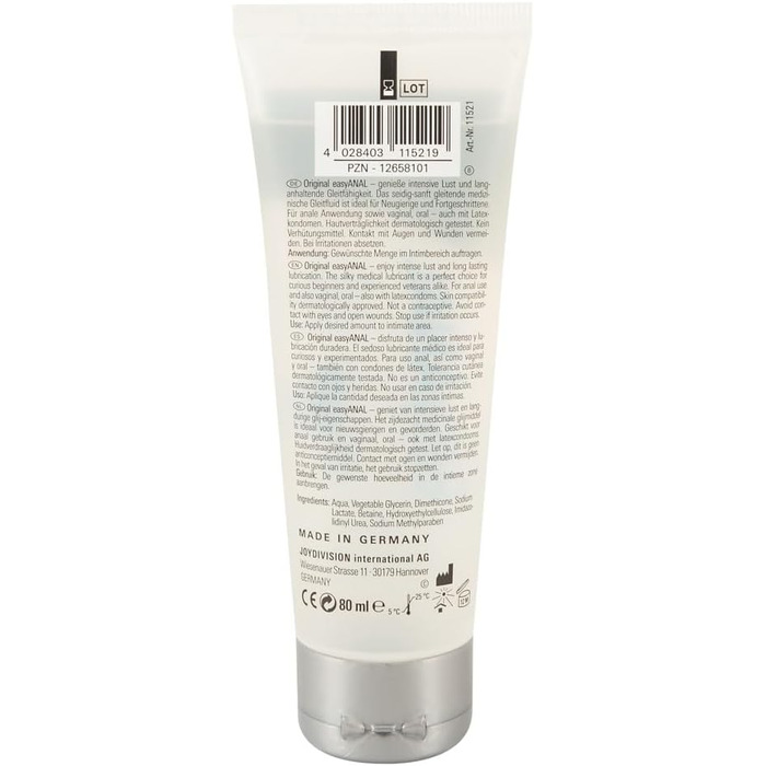Змазка JOYDIVISION easyANAL 3080 мл НАБІР Змазка тривалої дії для нього та неї Змазка, що підходить для латексних презервативів Рідина з оптимізованим pH гель 80 мл спрей 30 мл