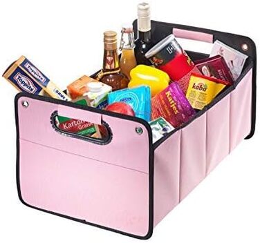 Рожевий - Сумка для багажника автомобіля з поліестеру з міцною основою - Складаний органайзер для автомобільного багажника - Автом