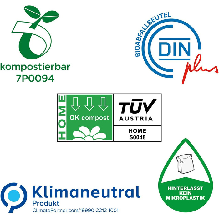 Компостовані пакети для біовідходів bioMat об&39ємом 10 л з ручкою для перенесення, 104 пакети, преміальна якість, сертифіковані DIN, кліматично нейтральні, зроблені в Німеччині