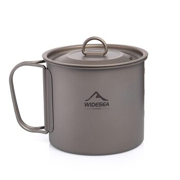 Титанова кружка Widesea 600 мл для кемпінгу зі складною ручкою, надлегка, портативна, для піших прогулянок, пікніків