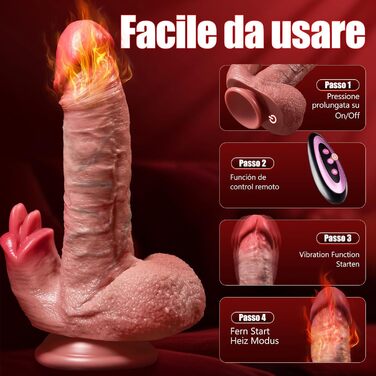 Вібратор-фалоімітатор BSZUI 3-в-1, з функціями поштовхів, вібрації, нагрівання та лизання