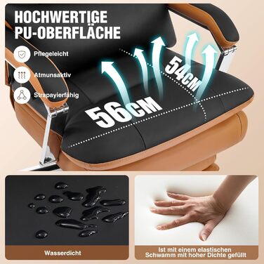 Ергономічне офісне крісло Storeo Imp, до 200 кг, штучна шкіра, чорне