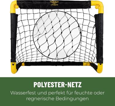 Футбольні ворота Umbro 50 x 44 x 44 см - Комплект із 2 футбольних воріт - Складані футбольні ворота - Футбольні ворота для саду та дітей - Тренувальний футбольний інвентар для приміщень та вулиці - Пластик - Чорний/Жовтий