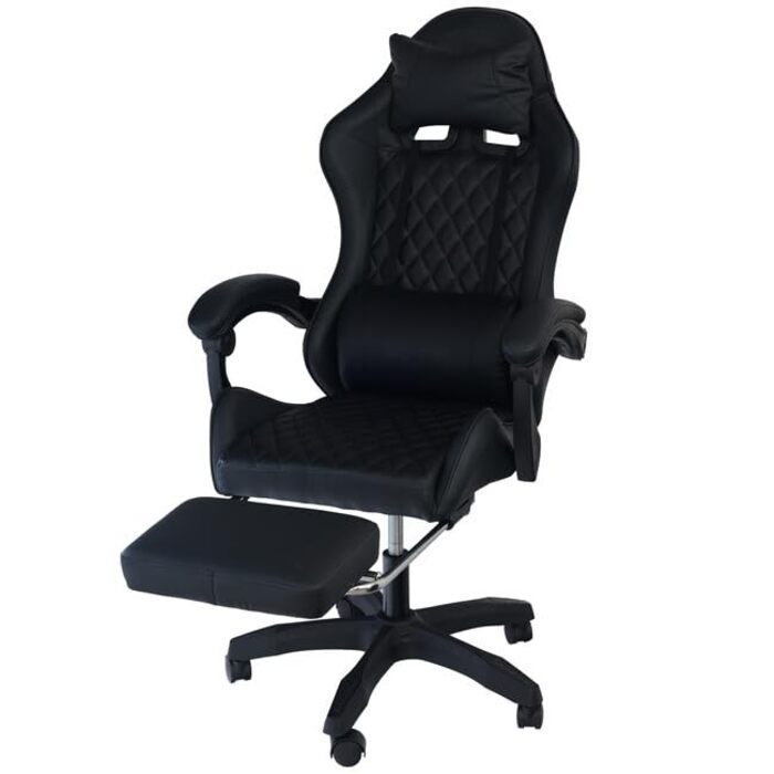 Геймерське крісло Pro-Tech Home Gaming Chair Comfort Black Ергономічне ігрове крісло з поперековою опорою, функцією гойдання та регулюванням висоти Регульоване офісне крісло для геймерів та домашнього офісу вагою до 150 кг