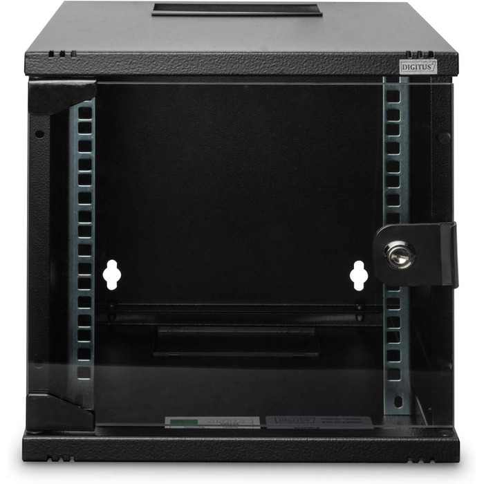Мережева шафа DIGITUS 10 дюймів - 6U - Настінне кріплення - ВxШxГ 330x312x300 мм - Вантажопідйомність 30 кг - Корисна глибина 240 мм - Серія SOHO - Чорний 6U