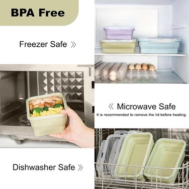 Складаний ланчбокс герметичний, набір з 3-х контейнерів для їжі з силікону 800 мл, 1200 мл, 2000 мл. Ідеально підходить для кемпінгу, пікніків, офісу та кухні.