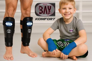 Щитки для гомілок BAY Comfort Full Contact, чорні, шкіра штучна, безпека, бойові мистецтва, кікбоксинг, муай-тай, карате, тхеквондо, XXS - XXL, діти, підлітки, дорослі, чоловіки, жінки