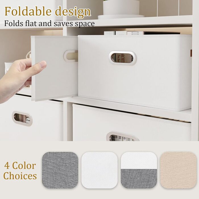 Тканинна коробка для зберігання Yawinhe з 3 предметів, складні кошики для зберігання з ручками, що праються, для спальні, зберігання одягу, 33x23x20 см, білий, SNK030WXS 33x23x20 см білий