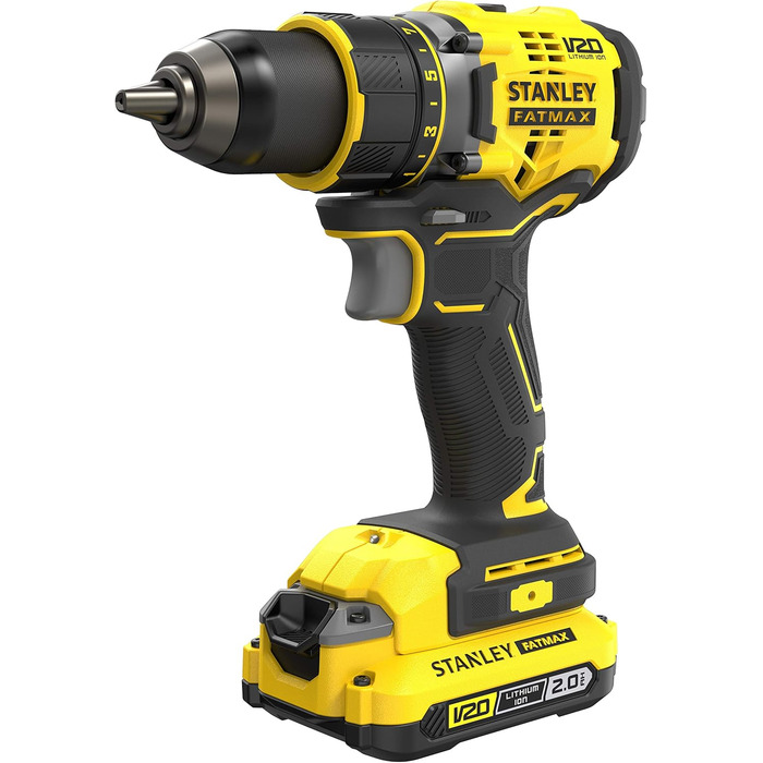 Двошвидкісний акумуляторний дриль-шуруповерт Stanley FatMax 18 В SFMCD720D2K (2,0 Ач, макс. крутний момент 80 Нм, безщітковий двиг