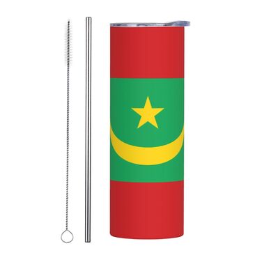 Кухоль з прямою трубочкою, дизайн мавританський прапор, друкований, дорожній кухоль, підходить для кемпінгу, офісу та дому, 590 мл