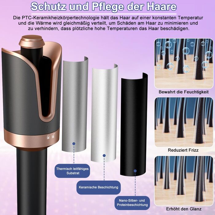 Автоматична плойка COMEIN, плойка для завивки великих локонів Автоматична 4 температури, захист від ошпарювання і знімається для ч