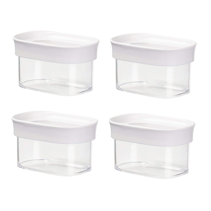 Набір із 4 шт. абелюваних контейнерів для зберігання сухих продуктів Emsa, об&39ємом 0,18 літра, прямокутний, білий/прозорий, Optima 513554 x 4