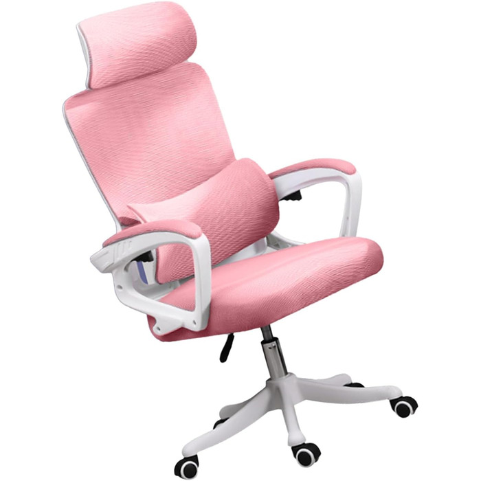 Ігрове крісло KIMISS з поперековою опорою, ергономічне крісло, багатофункціональне підйомне крісло для дому, навчання, офісу, комп&39ютерних ігор (РОЖЕВЕ)