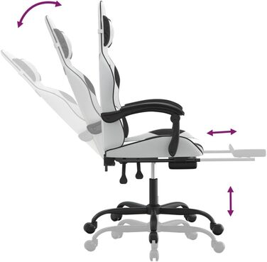 Ігрове крісло з підставкою для ніг, крісло для ПК, геймерське крісло, ігрове крісло, крісла для домашнього офісу, крісла для ігор, комп&39ютерне крісло, крісло для PlayStation, біла та чорна штучна шкіра