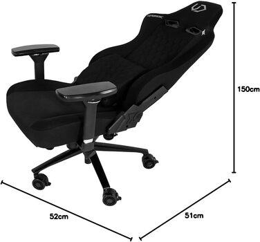 Офісне крісло, стілець для роботи, поперекова підтримка, 2 подушки з піни з ефектом пам&39яті, обертове крісло, підлокітники, регулювання висоти за допомогою газової пружини, ролики з фіксацією, металевий каркас, наповнювач з піни, чорний