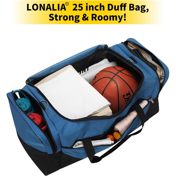 Велика чоловіча дорожня сумка об&39ємом 54 л - спортивна сумка для відпочинку, подорожей, ночівлі та сауни (синя)