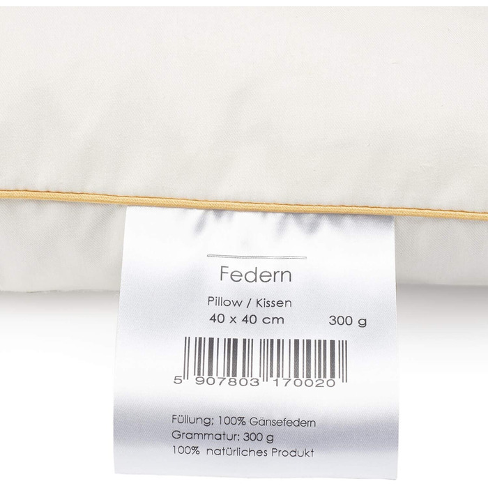 Пухова подушка H&F Home Textiles 40x40 см Наповнювач подушки 300 г 100 пір&39я Подушка із сертифікатом Oeko-Tex Чохол 100 бавовна