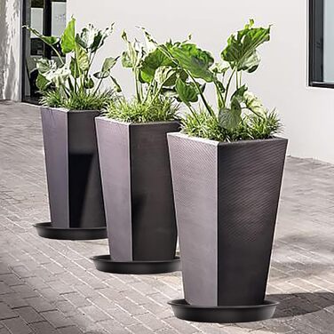 Набір із 5 пластикових блюдець для квіткових горщиків, для кімнатних та вуличних рослин - 36 см x 36 см, чорні