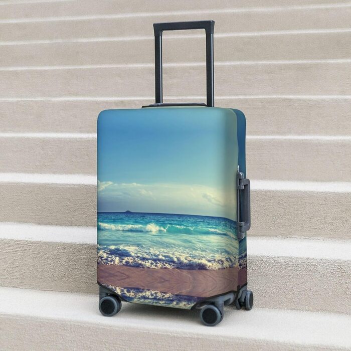 Чохол для багажу Захід сонця на Сейшелах - еластичний захисний чохол від подряпин та пилу, чорний, розмір 90