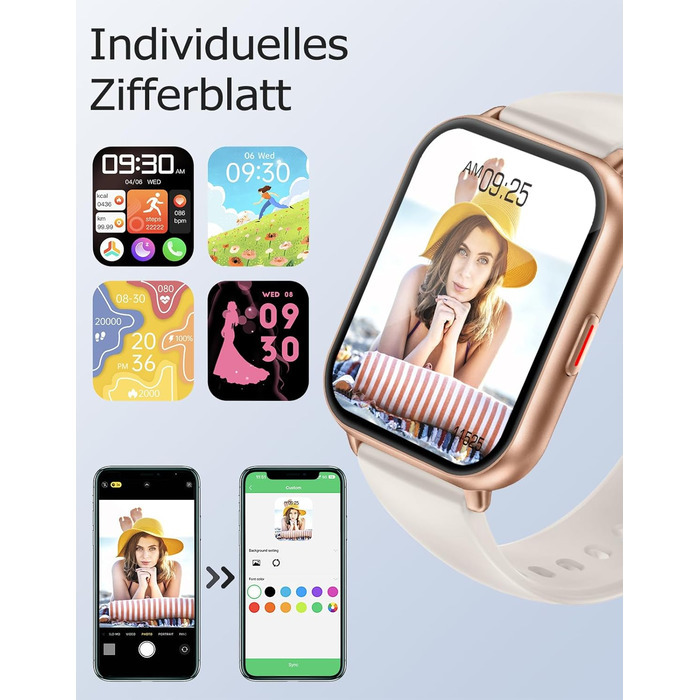 Розумний годинник RUIMEN з функцією телефону, розумний годинник для жінок та чоловіків, фітнес-годинник із сенсорним HD-екраном, моніторингом SpO2, монітором серцевого ритму, монітором сну, крокоміром, режимами кількох тренувань для Android та iOS, Polars