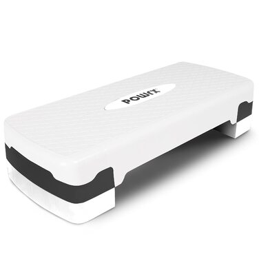 Степборд POWRX Home, включаючи тренування Степпер з регульованою висотою та нековзним покриттям для аеробіки, гімнастики та фітнесу Степ-лава Home (білий)