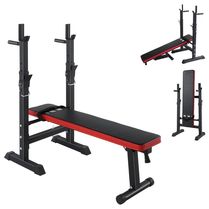 Складана регульована силова лава ISE зі штангами для гантелей та віджимань, тренувальні лави, регульовані, червоний/чорний 544-BK, білий/чорний 544-WH SY-544-BK