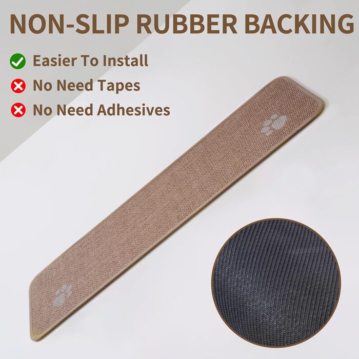 Сходинки для внутрішніх сходів, нековзні з гумовою основою, без залишків, підходять для дітей, людей похилого віку та домашніх тварин, можна прати в пральній машині, 20,3 x 76,2 см, коричневі